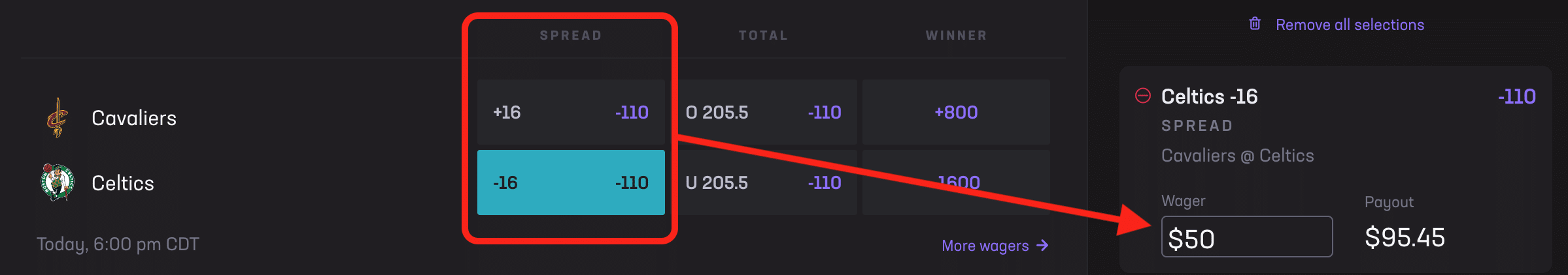 spread betting example hard rock bet