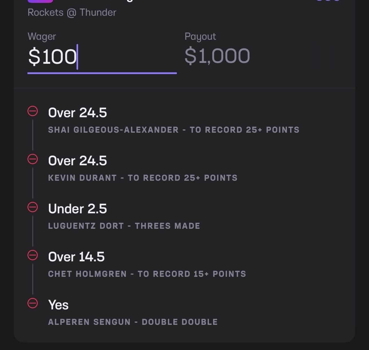 B Hen Crash Out Parlay #1